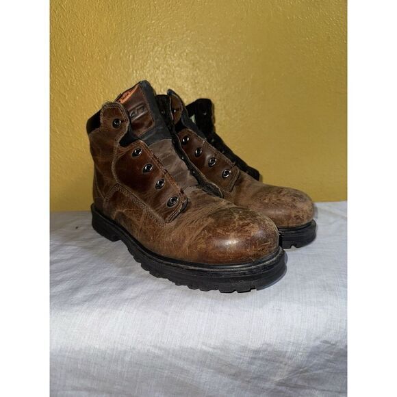 TIMBERLAND PRO 6" Pit‎ Boss Brown Leather Steel Toe Work Boots 33034 Men's 8.5 - Picture 1 of 8
